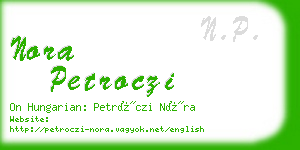 nora petroczi business card